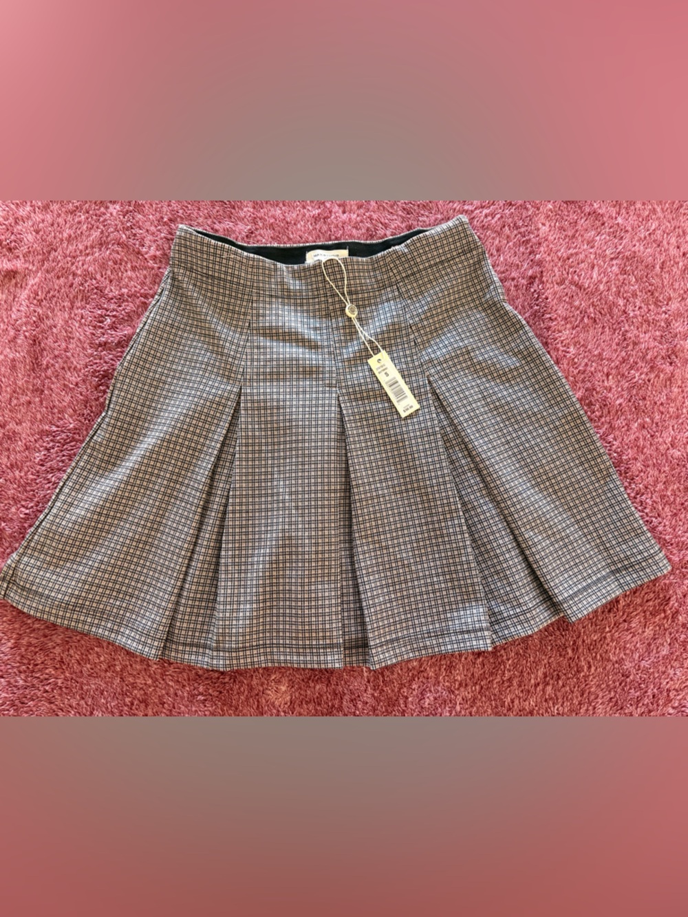 Max Studio Black and White Plaid Skater Skirt NWT
